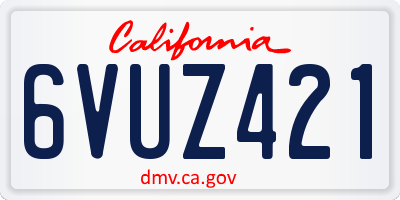 CA license plate 6VUZ421