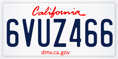 CA license plate 6VUZ466