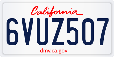 CA license plate 6VUZ507