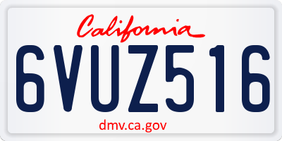CA license plate 6VUZ516