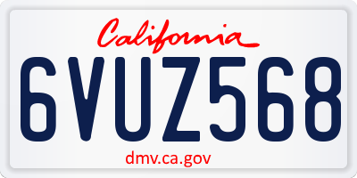 CA license plate 6VUZ568