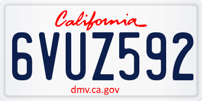 CA license plate 6VUZ592