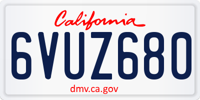 CA license plate 6VUZ680