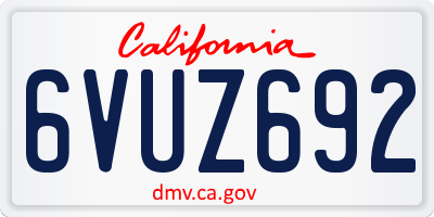 CA license plate 6VUZ692