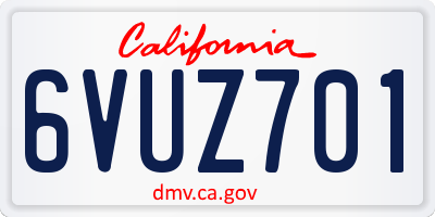 CA license plate 6VUZ701