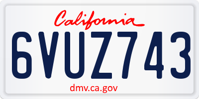 CA license plate 6VUZ743