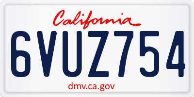 CA license plate 6VUZ754