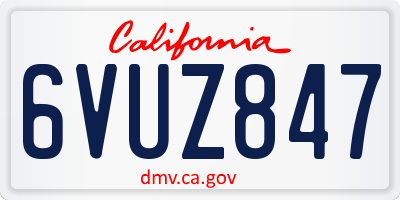 CA license plate 6VUZ847
