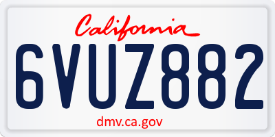 CA license plate 6VUZ882