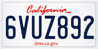 CA license plate 6VUZ892