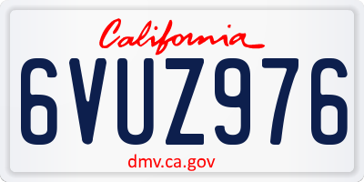 CA license plate 6VUZ976