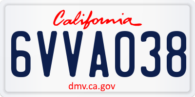 CA license plate 6VVA038