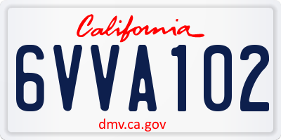 CA license plate 6VVA102