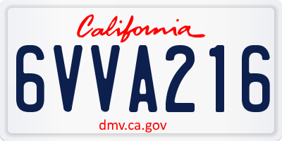 CA license plate 6VVA216