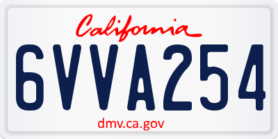 CA license plate 6VVA254