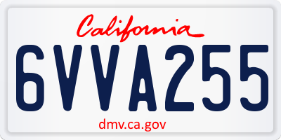 CA license plate 6VVA255