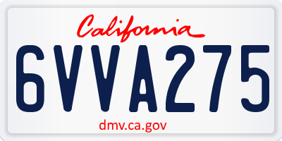 CA license plate 6VVA275