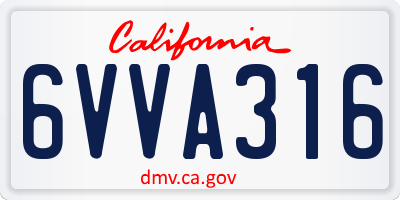 CA license plate 6VVA316
