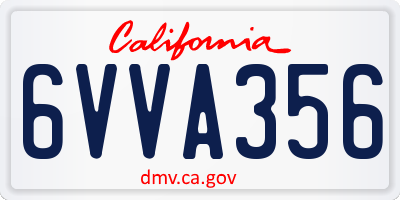 CA license plate 6VVA356