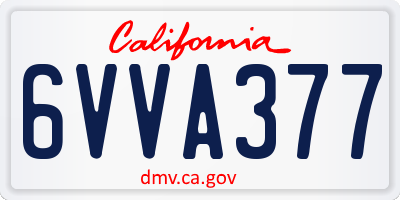 CA license plate 6VVA377