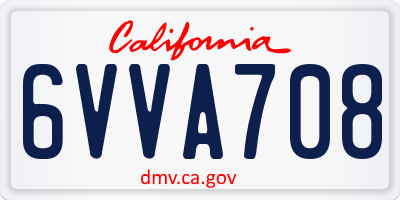 CA license plate 6VVA708