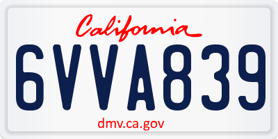 CA license plate 6VVA839