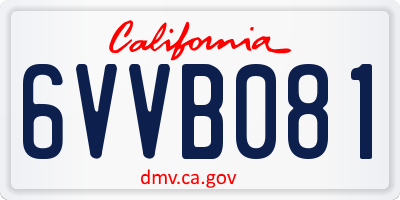 CA license plate 6VVB081