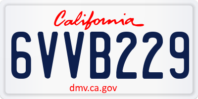 CA license plate 6VVB229