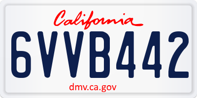 CA license plate 6VVB442
