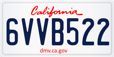 CA license plate 6VVB522