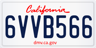 CA license plate 6VVB566