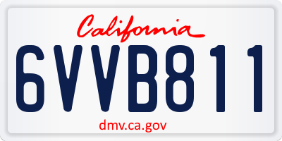 CA license plate 6VVB811
