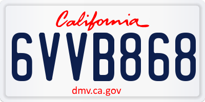 CA license plate 6VVB868