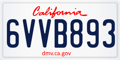 CA license plate 6VVB893