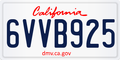 CA license plate 6VVB925