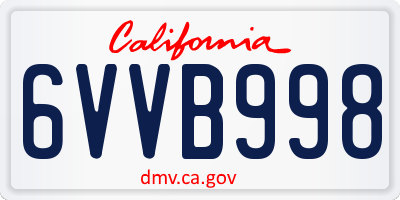 CA license plate 6VVB998