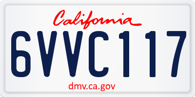 CA license plate 6VVC117