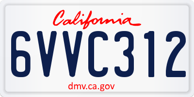 CA license plate 6VVC312