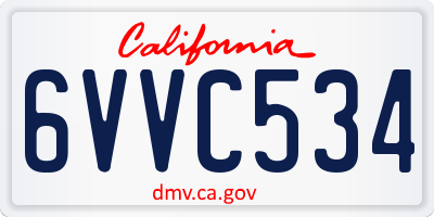 CA license plate 6VVC534