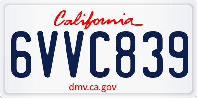CA license plate 6VVC839
