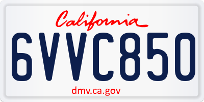 CA license plate 6VVC850
