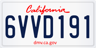 CA license plate 6VVD191