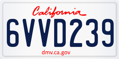 CA license plate 6VVD239