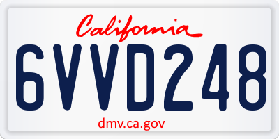CA license plate 6VVD248