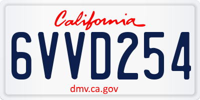 CA license plate 6VVD254