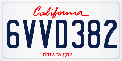 CA license plate 6VVD382