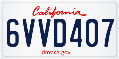 CA license plate 6VVD407