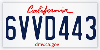 CA license plate 6VVD443