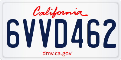 CA license plate 6VVD462