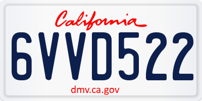 CA license plate 6VVD522